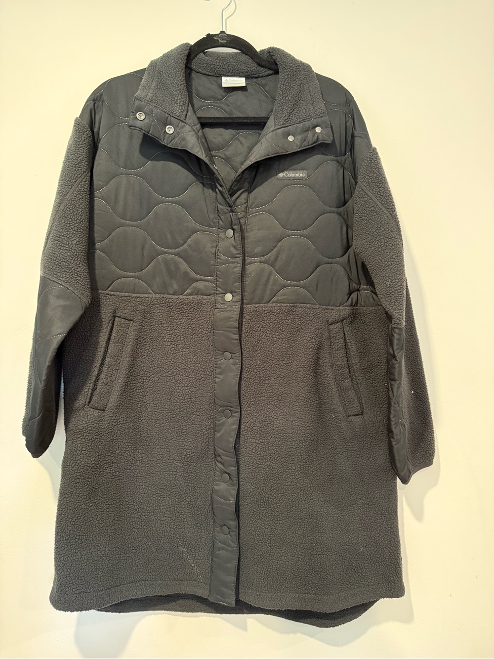 Columbia Womens Cloud Point Long Fleece Jacket Coat Winter Black Size Large